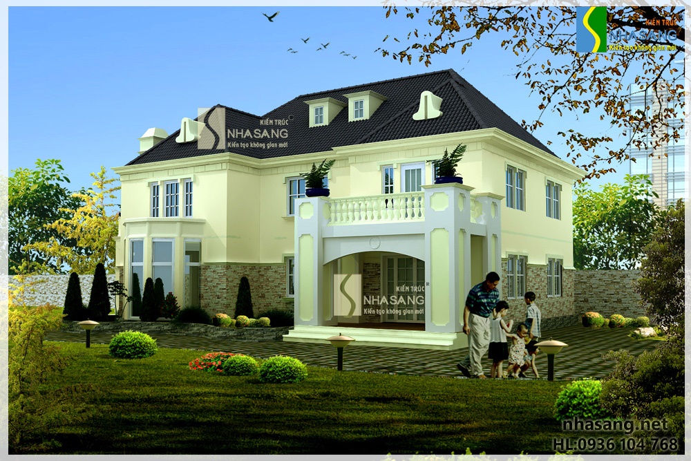 mẫu thiết kế nhà biệt thự vườn 2 tầng tân cổ điển đẹp